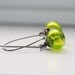 Handmade Earrings, Lime Green Artisan Blown Glass and Gunmetal, Limelight