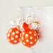 Earrings Orange and White Vintage Lucite, Swarovski Crystal and Sterling Silver - Spring Dance Orange Tulip