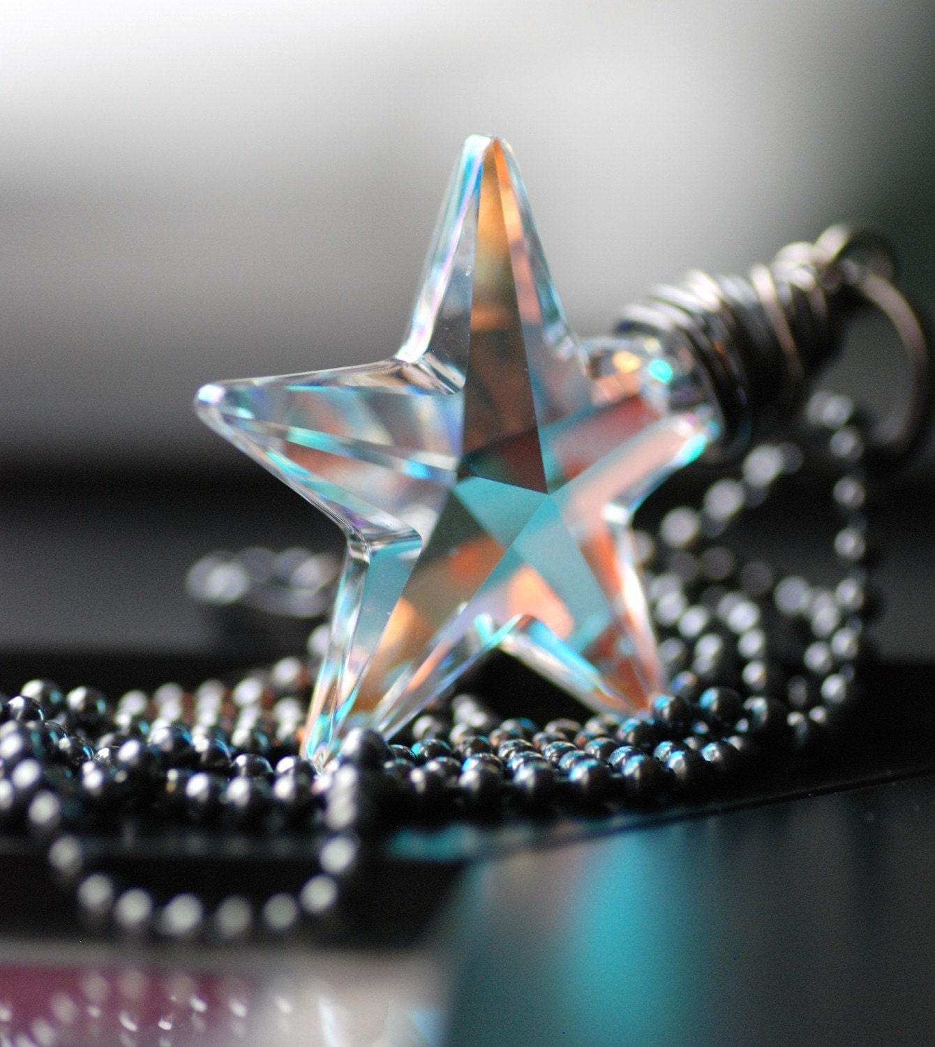 Crystal Star Necklace, Pendant Necklace, Swarovski Crystal Star Pendant and Oxidized Sterling Silver, Northern Lights - Make a Wish