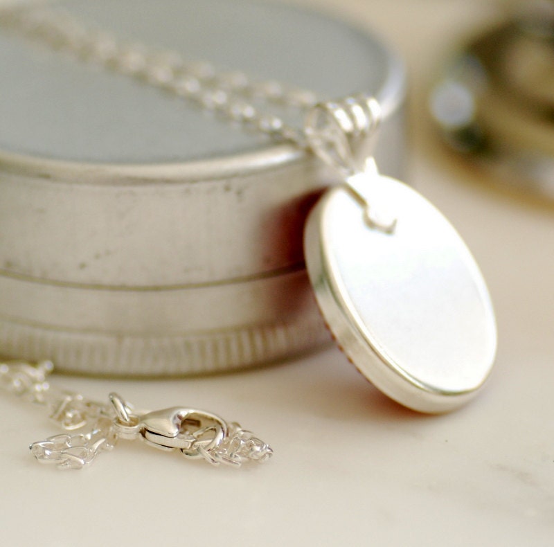 Scandinavian Necklace, Pendant Necklace, Red and White, Lucite Jewelry, Holiday Jewelry, Sterling Silver Chain