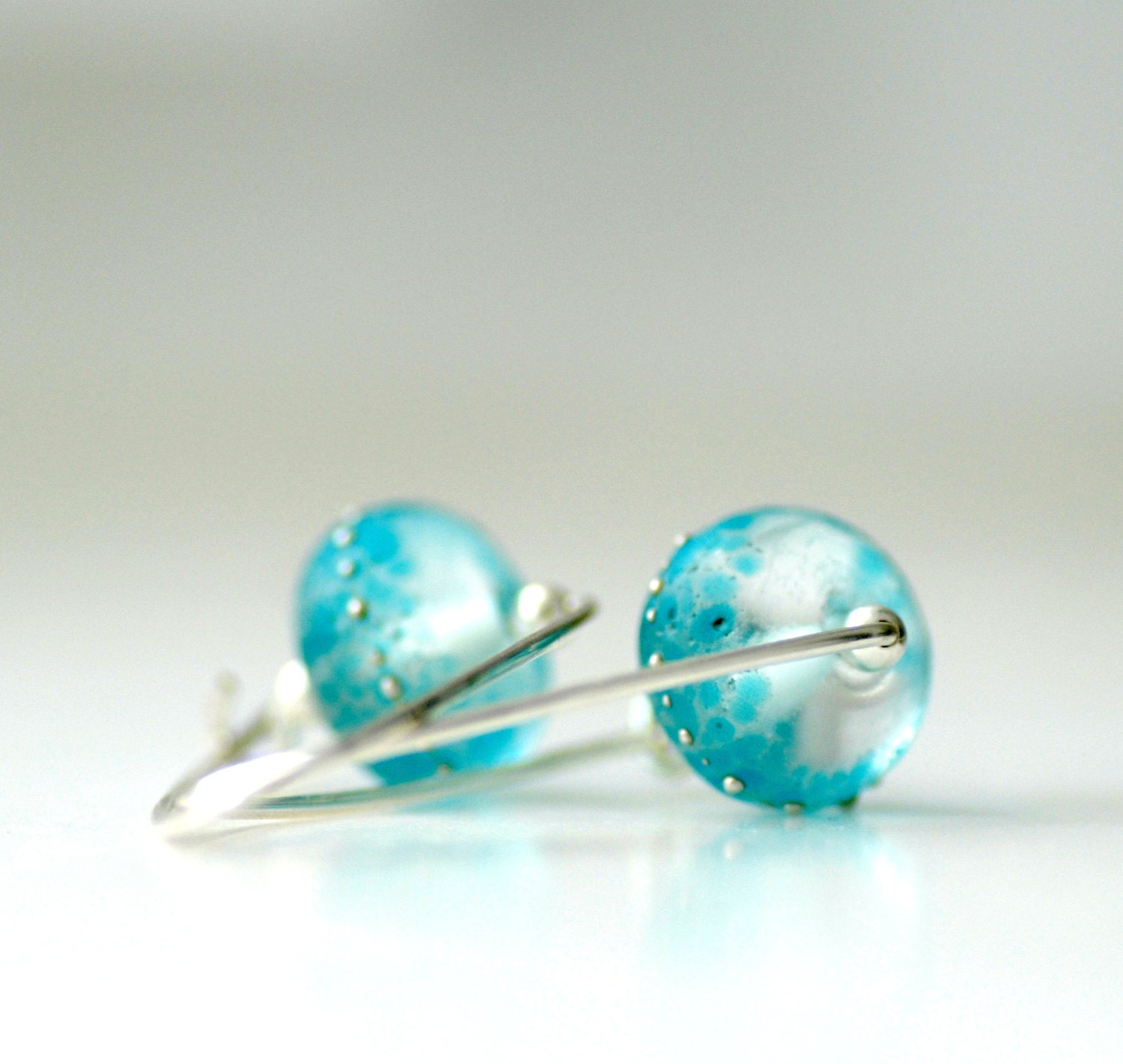 Turquoise Blue Earrings, Glass Earrings, Frosted Glass Earrings, Dangle Earrings, Beach Wedding Jewely - Sea Siren