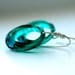 Teal Earrings, Hoop Earrings, Art Deco Style Earrings, Teal Jewelry, Vintage Lucite Hoops and Sterling Silver