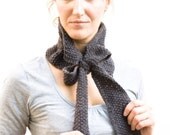 Knit collar , knit bow scarf , neckwarmer in dark grey