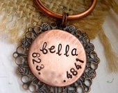 Sofia Maria round copper personalized pet ID tag