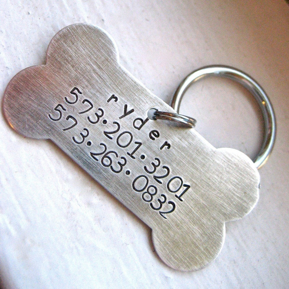 Give a dog a bone - custom personalized pet ID tag in aluminum