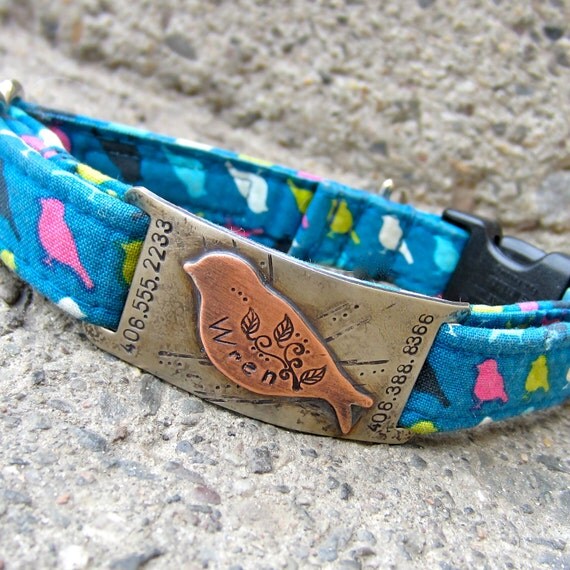 Custom pet ID quiet collar tag - The Wren