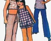 Vintage 70s McCalls 3619 Girls Midriff Top, Pants or Shorts Sewing Pattern Size 5 Breast 24 UNCUT