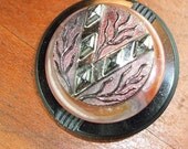Victorian Jet Glass Button Brooch