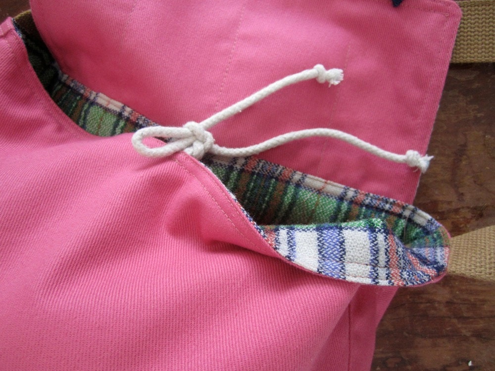 Pink and Plaid Hobo Messenger Satchel