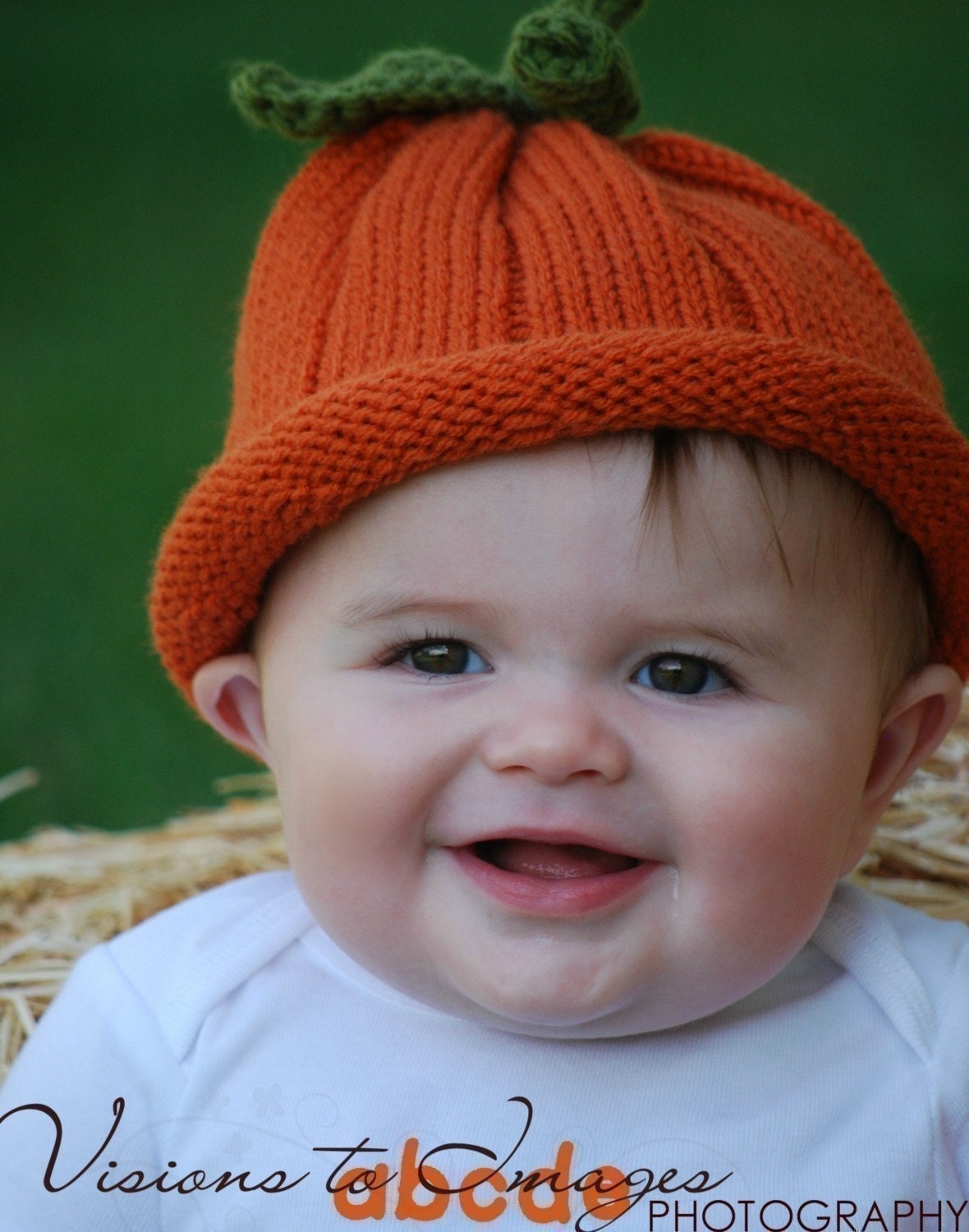 Knit Cute as a Pumpkin Fruit Hat - INFANT Sizes Great Photography Prop for Custom Halloween or Fall Portraits