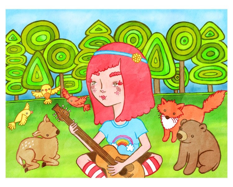 Gathering the Woodland Forest Animals 8x10 Fine Art Print