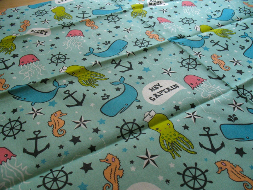 Aquatic / Ahoy Matey 17x21 Fat Quarter Cotton Fabric