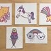 Temporary Tattoos - Set of 5 - Unicorn, Cat, Rainbow, Ice Cream, Star