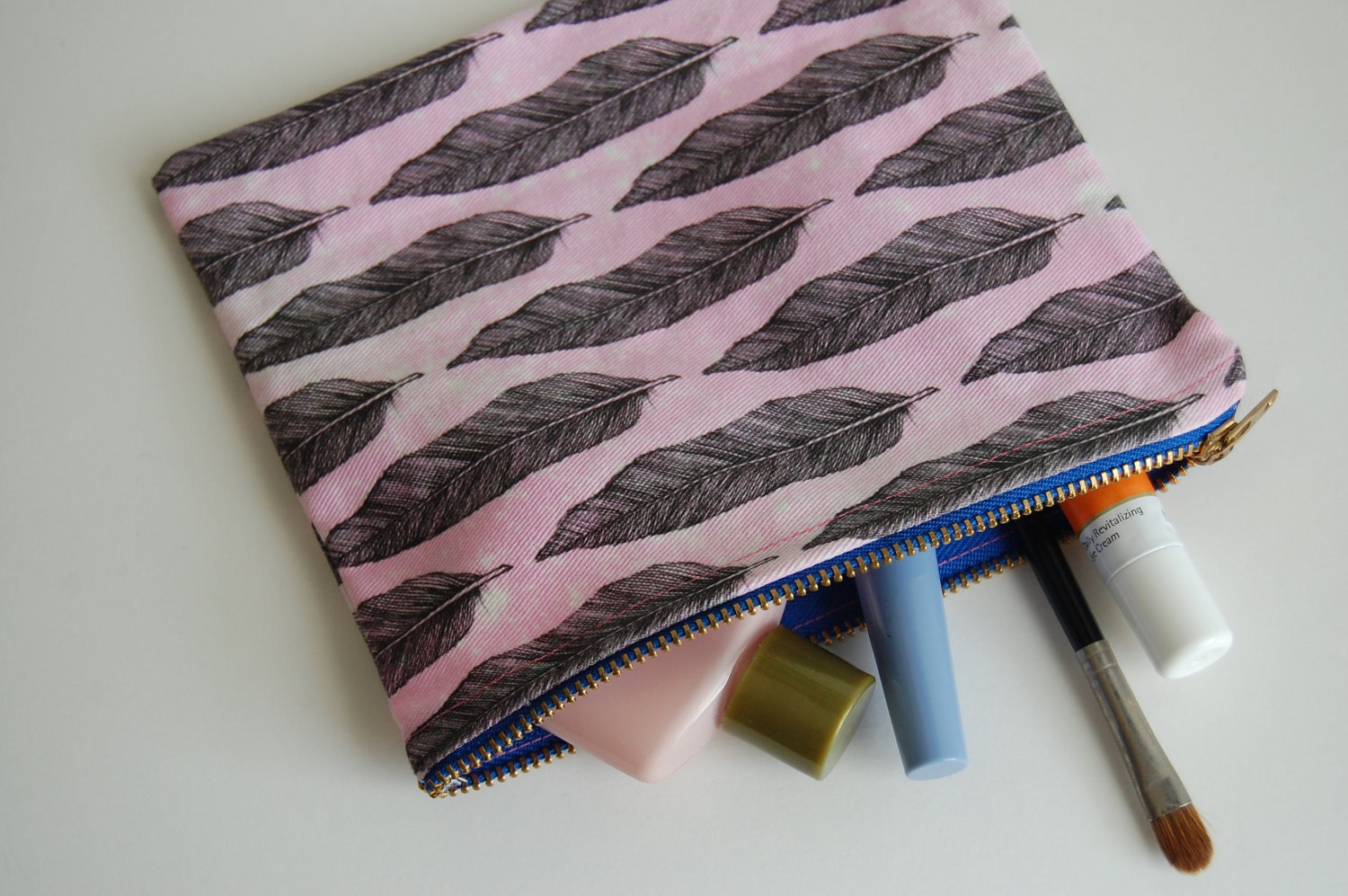 Distressed Feather Pouch