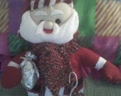 Santa Claus doll with Hand-knit red and green Scarf 