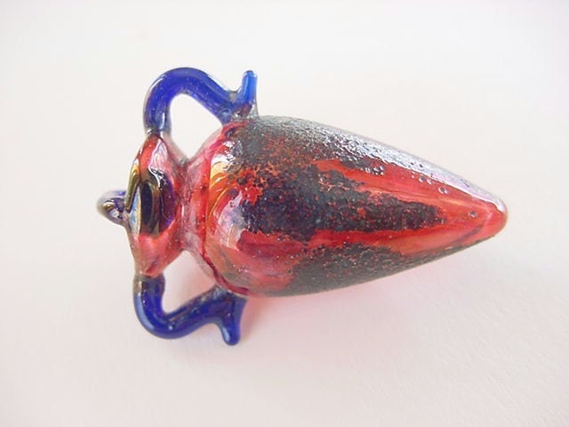 Handblown Necklace Glass Urn Vase pendant Vintage