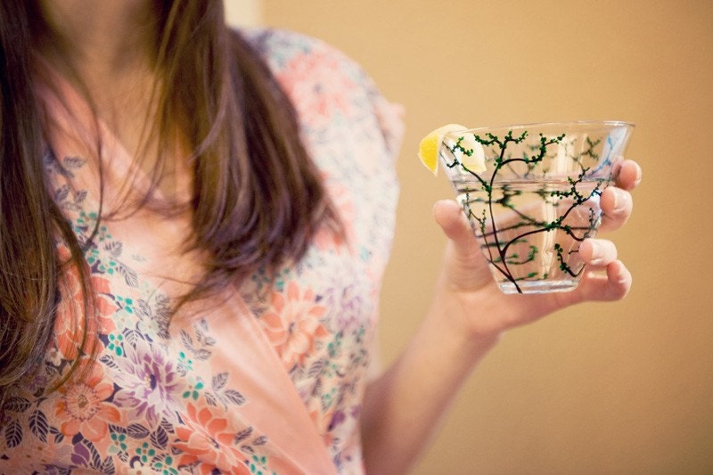 Four Seasons Stemless Martini Glasses--Set of 4 hand painted glasses