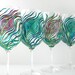 Regal Peacock Feather Wine Glasses - 4 Piece Hand Painted Wine Glass Collection