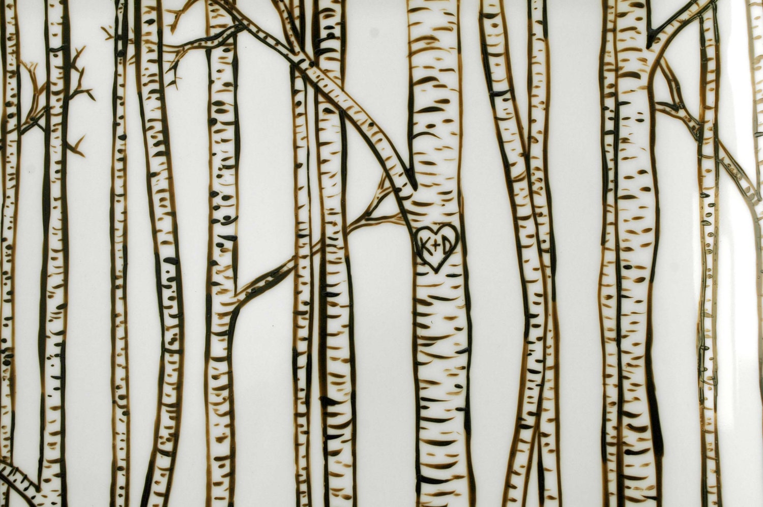Birch Trees Hand Painted Personalized Wedding and Anniversary Porcelain Platter