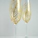 Gold Peacock Feather Wedding Toast Flutes--Set of 2 Personalized Champagne Flutes