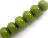 Olive Green Spacers - 6 Lampwork Beads
