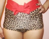 JESSICA Leopard High Waisted Bottom With Red Bow Sizes S-XL