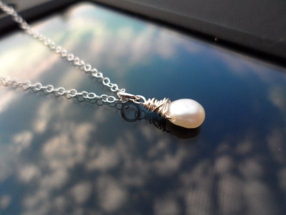 Dainty Single Pearl Sterling Silver Necklace - Minimalist Jewelry