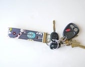 Key Chain Grey Giraffe Fabric Key Fob