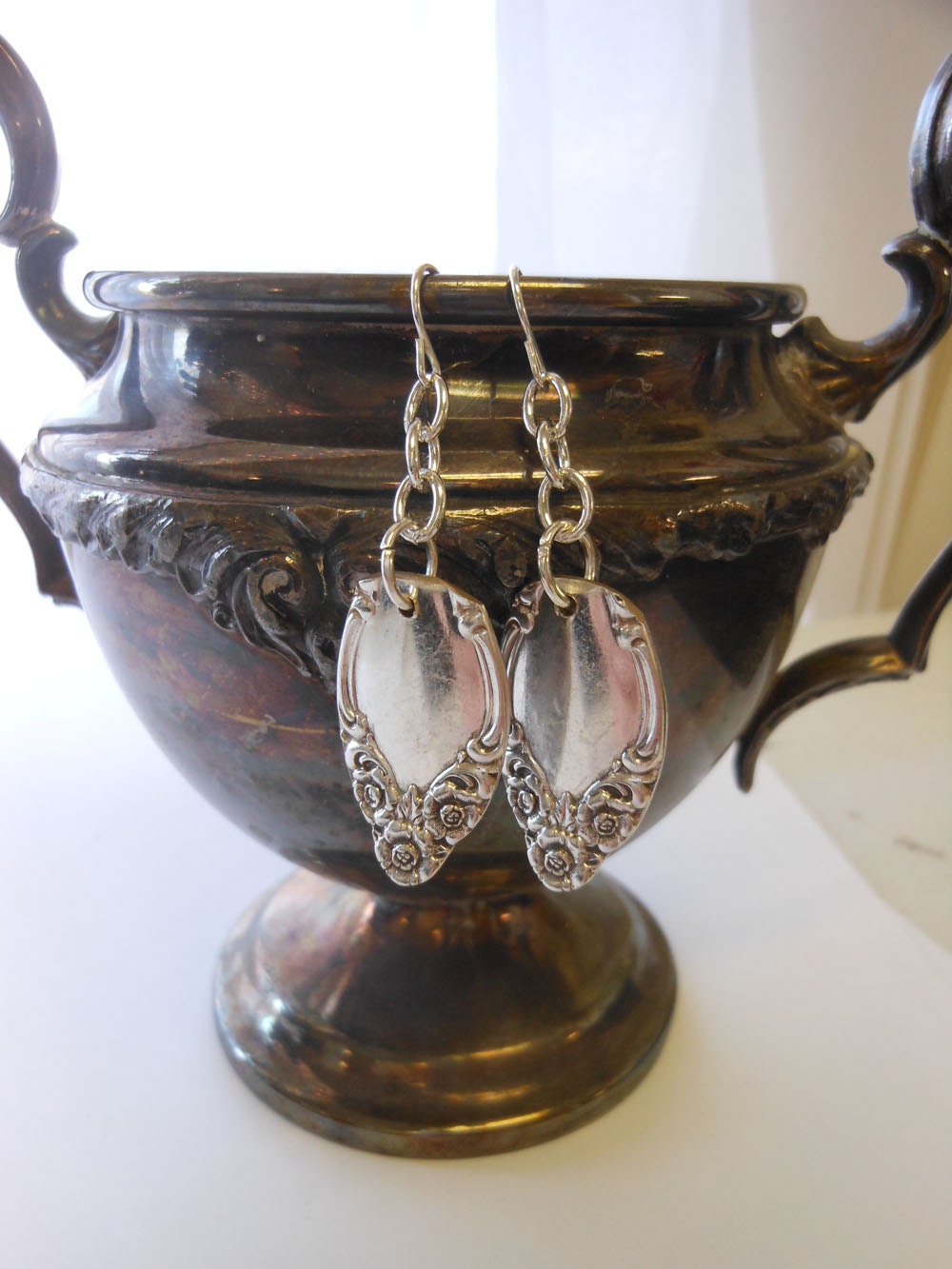 Silverware Earrings Floral Dangle