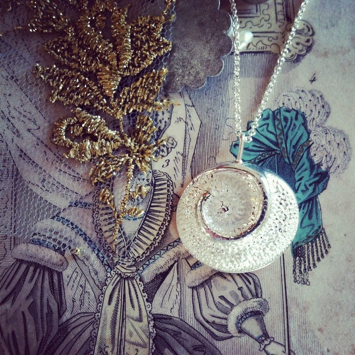 moon shell solid sterling silver heirloom pendant