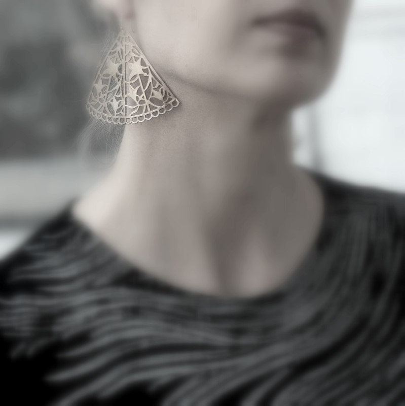 bronze lace earrings