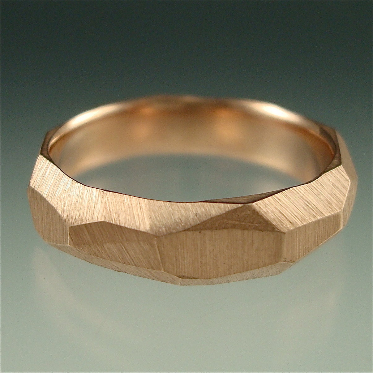 14k rose gold - Chiseled Ring - 5mm wide