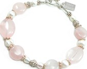 Bracelet: Rose Quartz, Freshwater Pearl, Sterling Silver Beaded.  Artisan Jewelry by SilviaMaciasDesigns on Etsy