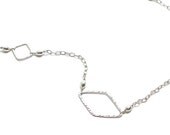 Necklace: Sterling Silver, Textured, Diamond Link - 22 Inch.  Artisan Jewelry by SilviaMaciasDesigns on Etsy