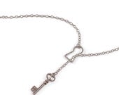 Necklace: Skeleton Key, Key Hole Lariat, Sterling Silver. 21 Inches. Artisan Jewelry by SilviaMaciasDesigns on Etsy