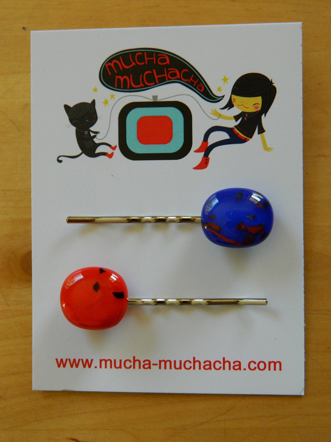 Minneapolis Love  Hair Pin Set - Fused Glass Hairpins