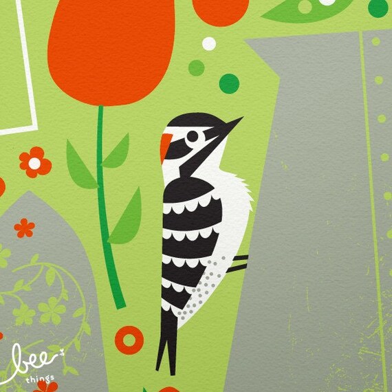 garden woodpecker limited edition print
