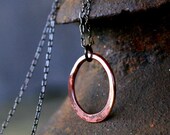 small circle necklace rustic copper necklace round pendant simple organic TINY RELIC RING - museglass