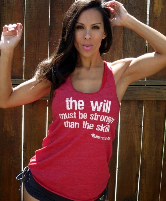 The Will Must Be Stronger Than the Skill.  Flowy Eco-Heather Racerback Tank Size LARGE