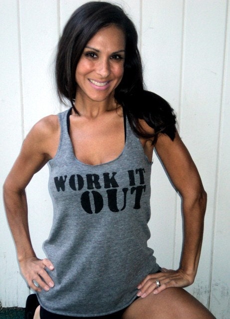 Work It Out.  Old-School Heathered Racerback Tank. Size SMALL
