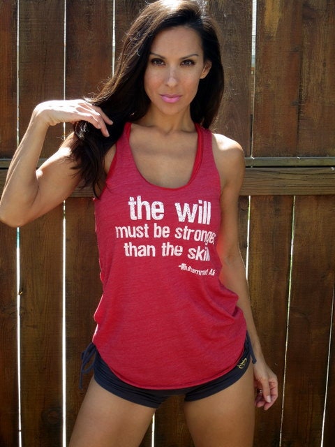 The Will Must Be Stronger Than the Skill. Flowy Eco-Heather Racerback Tank Size SMALL