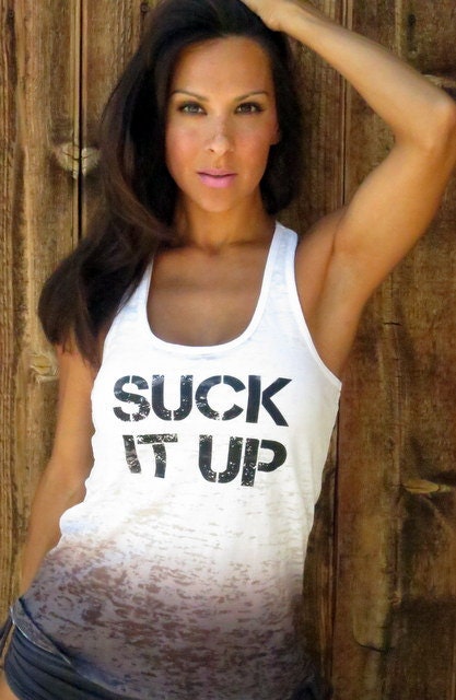 Suck It Up. Burnout A-Line Racerback Tank Size MEDIUM