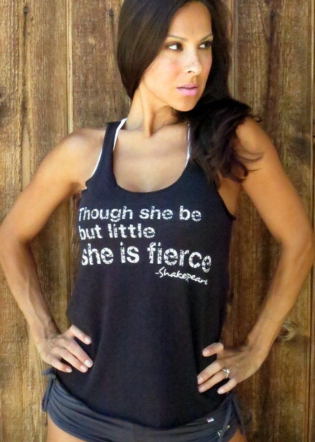Though she be but little she is FIERCE. Eco-Heather Workout Tank. Size SMALL