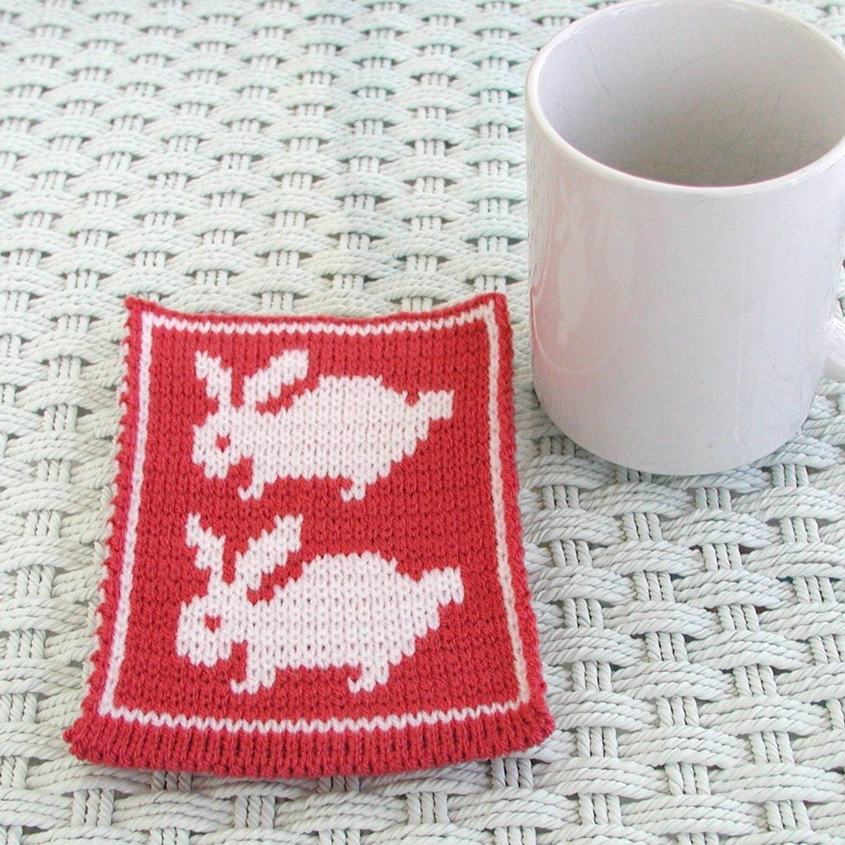 Knit Bunny Mugrug