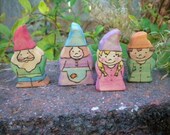 Waldorf Inspired Kids Wooden Gnome Family Toy Doll Set