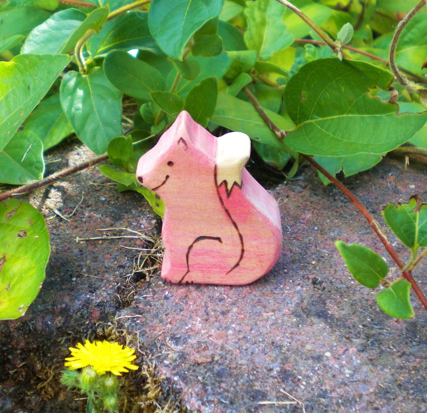 Waldorf Inspired Children's Cute Little Wooden Red Fox Play Toy