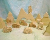 Wooden Waldorf Inspired Kids Nature Table Woodland Forest Friends Animal Play Toy Set