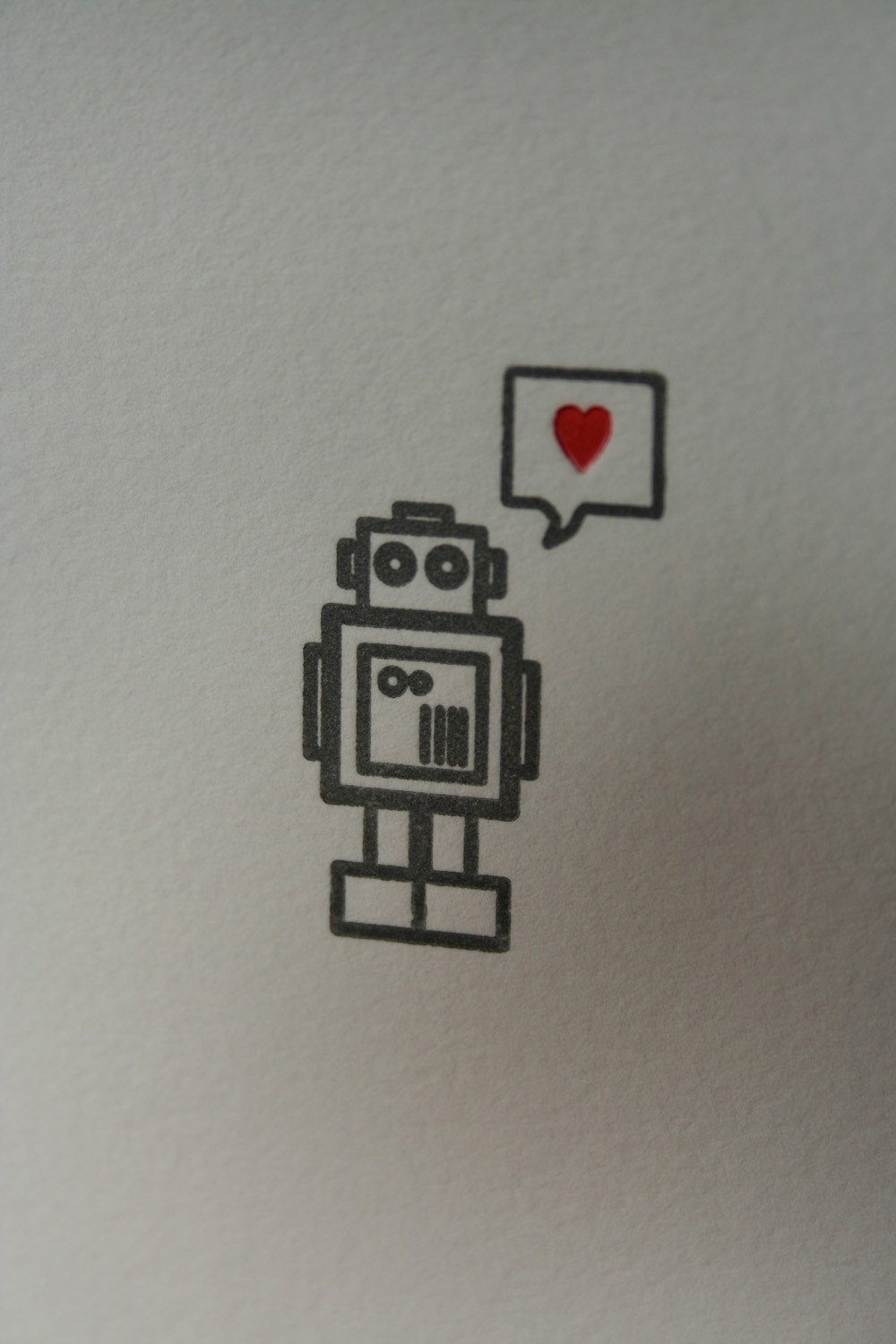 Letterpress Printed Robot Heart Card - Single