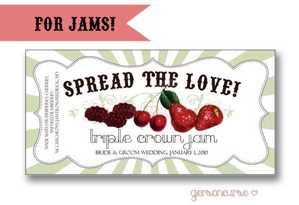 Personalized Jam or Jelly Labels - Spread the Love - DIGITAL FILE - Rectangle