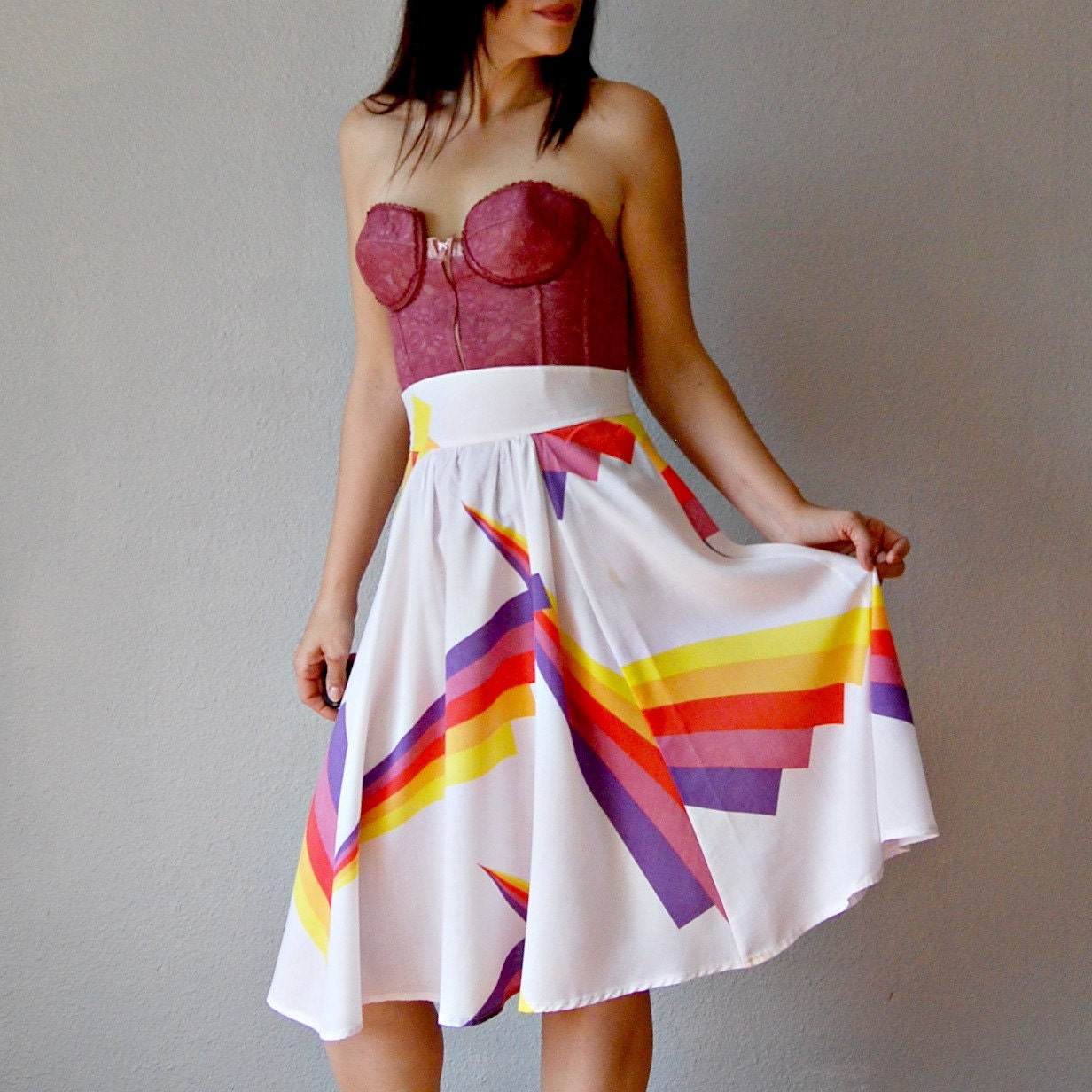 full GEOMETRIC skirt / high waisted circle skirt
